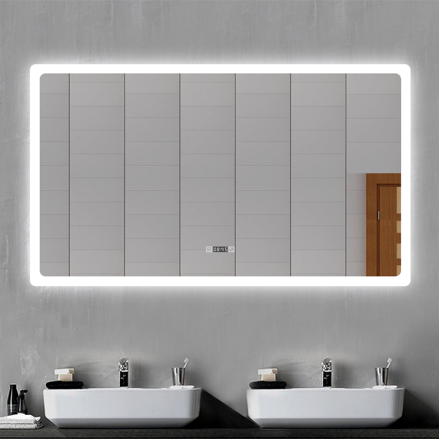 AICA IT Specchio Da Bagno Rettangolare Da 120x70cm con LED, Antiappannamento, 3 Temperature Colore