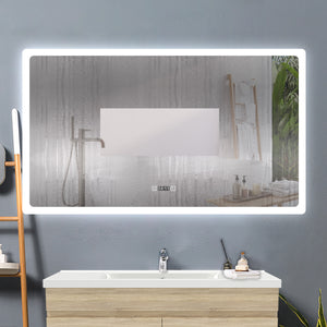 AICA IT Specchio Da Bagno Rettangolare Da 120x70cm con LED, Antiappannamento, 3 Temperature Colore