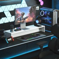 Supporto per Monitor con 2 Vani Contenitore in Legno, 100x27x15 cm, Bianco