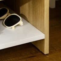 Comodino moderno con 2 Prese, 2 porte USB e Cassetto in truciolato, 40x40x60cm, Color Legno