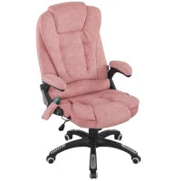 Sedia Ufficio Massaggiante a 6 Punti con Funzione Reclinabile e Riscaldante, Altezza Regolabile, Rosa