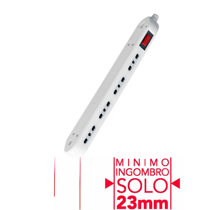 Multipresa slim ecova 30250 4 prese bipasso 10/16a cavo 1,5 mt e protezione