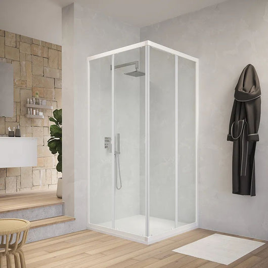 Box cabina doccia angolare con due ante scorrevoli in cristallo temprato trasparente *** misure 66.5-69.5x116.5-119.5...