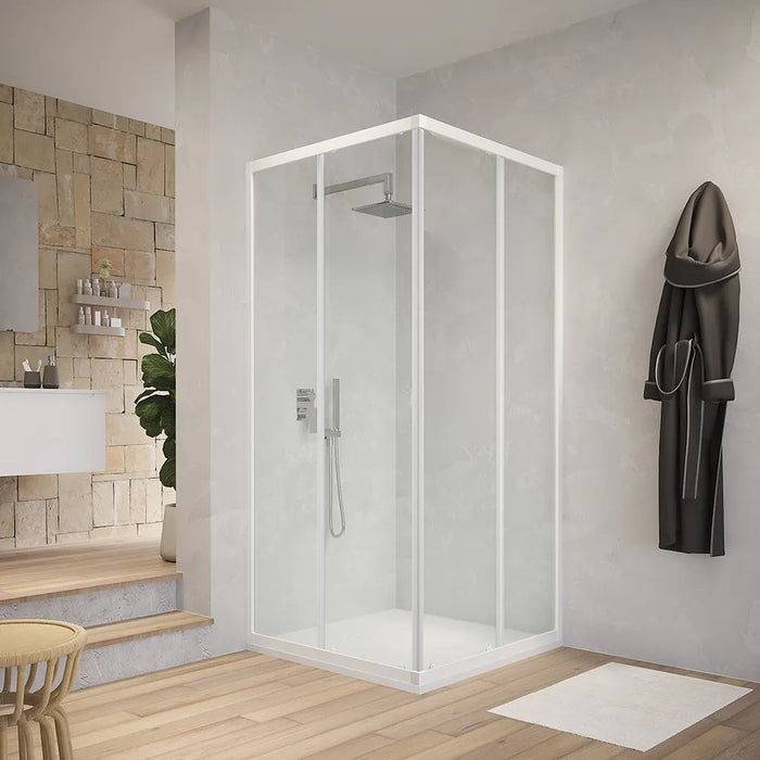 Box cabina doccia angolare con due ante scorrevoli in cristallo temprato trasparente *** misure 66.5-69.5x116.5-119.5...