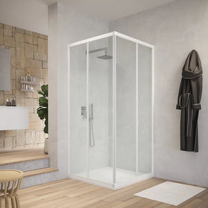 Box cabina doccia angolare con due ante scorrevoli in cristallo temprato trasparente *** misure 66.5-69.5x96.5-99.5xh...