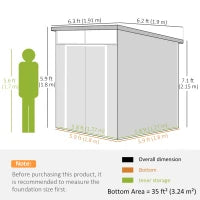 Capanno da Giardino 1,9 x 1,9 m in Plastica, con Porte Bloccabili e 2 Aperture di Ventilazione, Grigio Scuro