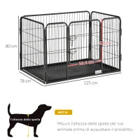 Box per Cani in Metallo con Porta e Vassoio sul Fondo, 125x78x80cm, Grigio