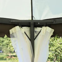Gazebo da Giardino, Tenda Padiglione con Doppio Tetto, Pareti e Zanzariere Rimovibili, 4 x 3 m, Bianco