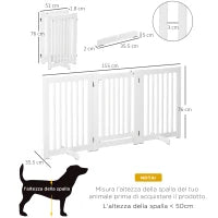 Cancellino per Cani Pieghevole a 3 Pannelli, Porta Centrale con Blocco, Struttura in MDF, 155x76cm Bianco