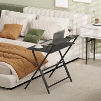 Scrivania Pieghevole con Ripiano per Monitor, 81.5x62x86.5 cm, Nero