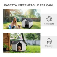 Casetta per Cani Piccoli e Mini da Esterno Impermeabile in Plastica con Finestra, 62x61x60 cm, Grigio