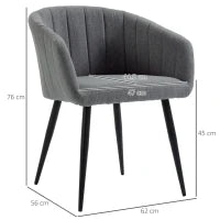 Set 2 Sedie Imbottite Moderne con Rivestimento in Tessuto per Soggiorno e Salotto, Grigio Scuro