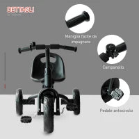 Triciclo per Bimbo con Campanello, Parafango, Ruota Speciale, Nero, 79x50.5x58cm