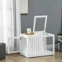 Casetta per Cani Taglia Media con 2 Porte Bloccabili, Gabbia in Acciaio e MDF, 80x50x56.5 cm, Bianco