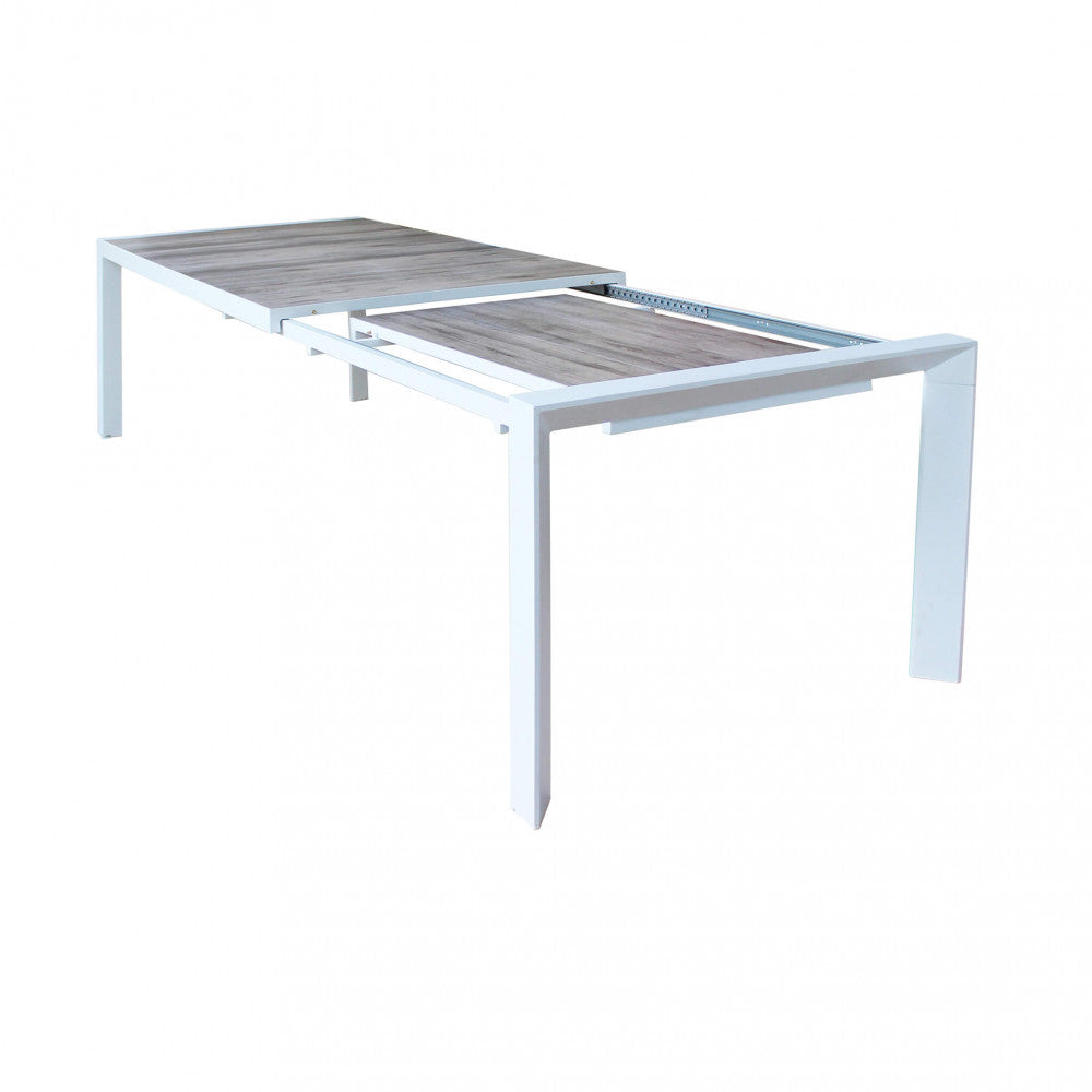 Tavolo Alluminio E Gres Bianco Portland 175/235X100 Cm