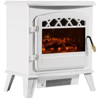 Camino Elettrico con Effetto Fiamma Regolabile Potenza 925W/1850W 51 × 31 × 56cm Bianco