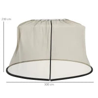 Zanzariera per Ombrellone 3x2.3 m Regolabile a Rete Fitta con Apertura a Cerniera, Beige