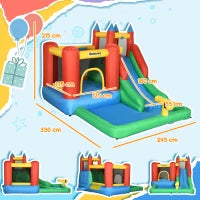 Gioco Gonfiabile per Bambini 3-8 Anni con Scivolo, Trampolino, Piscina, max 4 Bambini, 330x245x215cm