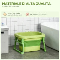Vaschetta Bagnetto Pieghevole per Bimbi 0-6 Anni in Plastica Antiscivolo Verde, 75.3x55.4x43cm