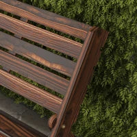 Panca da Giardino per 2 Persone, Design Rustico, Pieghevole, Legno Naturale, 122 x 63 x 83 cm, Superficie carbonizzata
