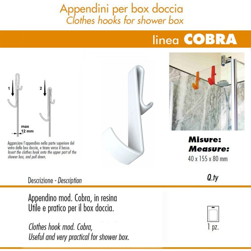 Pika shop appendino per box doccia modello cobra bianco