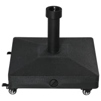 Base per Ombrellone con Ruote Riempibile fino a 20kg per Pali da Ø22-38mm, 45x45x39cm, Nero