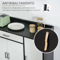 Mobiletto da Cucina Moderno in MDF con 2 Armadietti, 1 Cassetto e Ripiani Regolabili, 90x40x90 cm