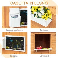 Casetta per Bambini in Legno da Esterno con Porta, Finestre, Panca, Portavasi 122x108x135.5cm Gialla