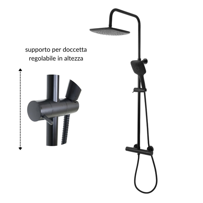 Colonna doccia attrezzata slot black termostatica 2 funzioni doccetta quadro *** confezione 1
