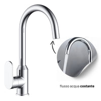 Miscelatore monocomando lavello cucina canna orientabile sofia installazione rapida *** finitura- cromo lucido, confe...