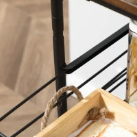 Carrello da Cucina con 2 Cesti estraibili in Metallo, 2 ripiani in Legno Truciolato e Ganci laterali, 40x38x111cm