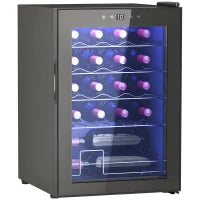 Cantinetta Vino Refrigerata per 20 Bottiglie, Capacità 53L, Porta in Vetro Anti-UV e Ripiani Regolabili, Nero