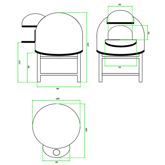Forno legna artigianale linea vietri rivestimento mosaico resistente *** misura Ø 120 cm, confezione 1