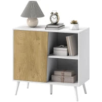 Credenza Moderna con Armadietto e Vano Portaoggetti, in Legno, 80x39x76 cm, Bianco