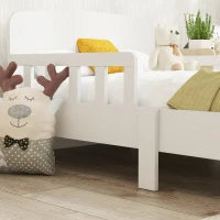 Letto per Bambini 3-8 Anni Basso con Sponde Laterali e Bordi Lisci, in Legno, 143.5x74.2x54 cm, Bianco