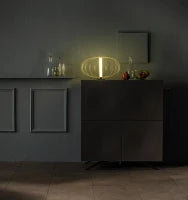 E-STYLO Lampada da tavolo con paralume a gabbia dorata, caratterizzata da un design moderno e leggero, perfetta per ambienti contemporanei, 50cm X 50cm H. 29cm