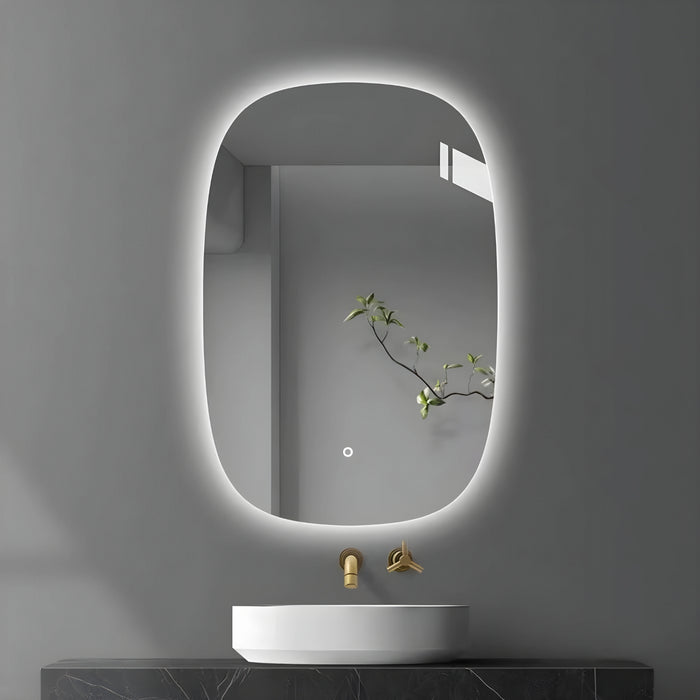 Specchio 5 mm rettangolare stondato retroilluminato interruttore touch *** misure 70x90 cm, tonalità dimmerabile 270...