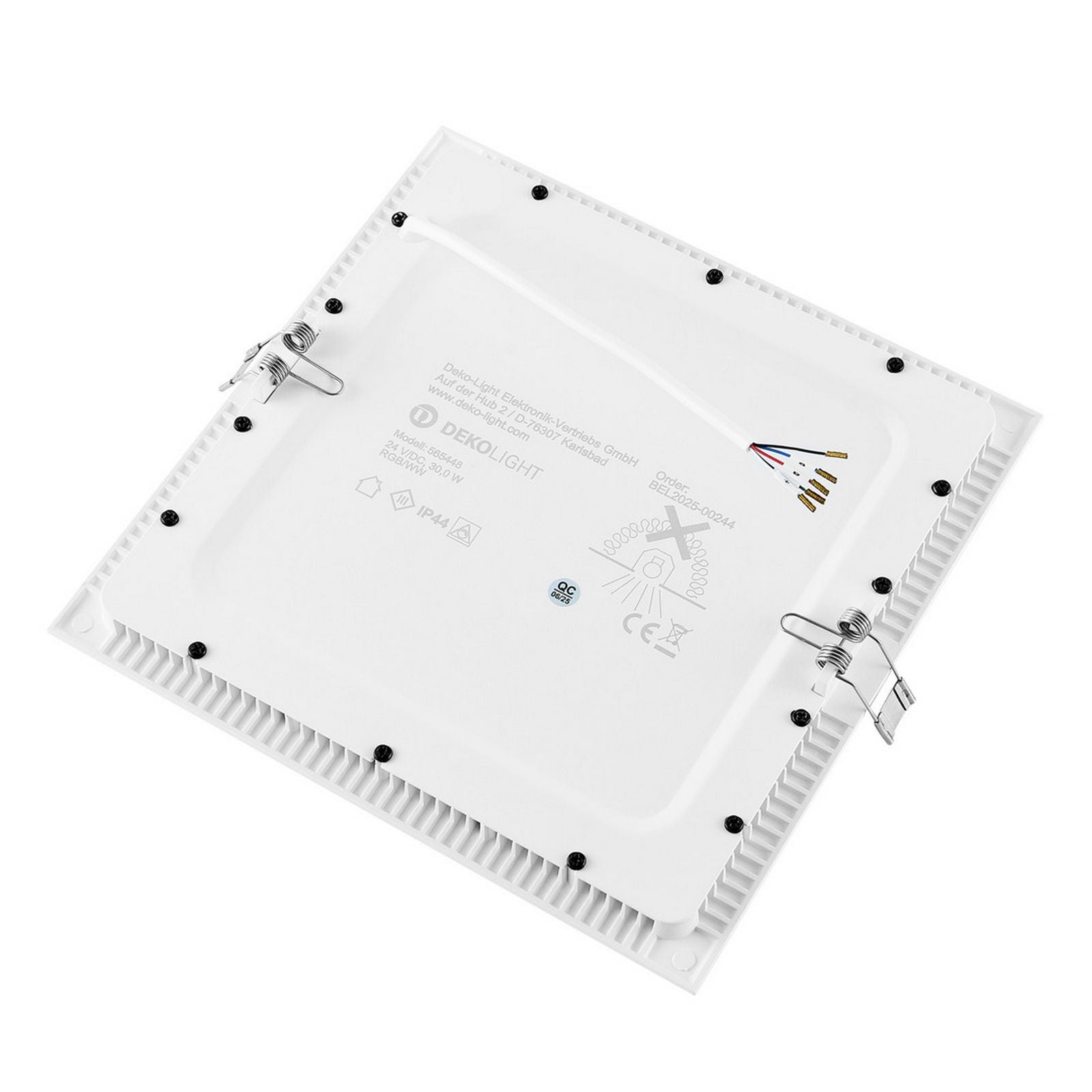 Faretto LED incasso pannello quadrato slim DMX RGB multicolore luce calda 24V impermeabile cromoterapia box doccia bagno 23W foro 155x155