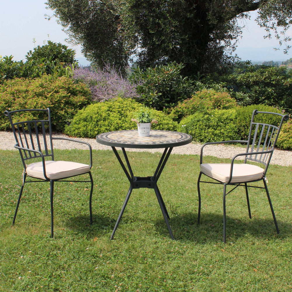 Tavolo Rotondo Ceramica E Ferro Verniciato Dionisio Ø 70 Cm