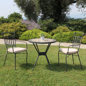 Tavolo Rotondo Ceramica E Ferro Verniciato Dionisio Ø 70 Cm