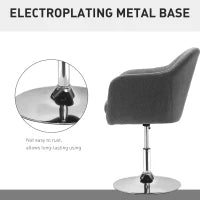 Poltroncina Girevole con Braccioli e Altezza Regolabile, 57x57x77.5-87cm, Grigio