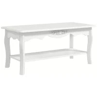 Tavolino da Salotto con Ampio Ripiano Portaoggetti Inferiore in Legno, 94x44x43cm, Bianco