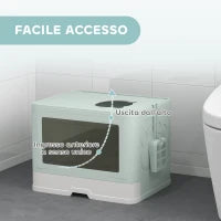 Lettiera per Gatti Chiusa con Coperchio e Doppia Entrata, Cassetto Estraibile, Paletta e Spazzola, Verde