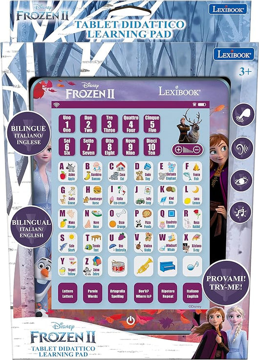 Lexibook Lexibook-JCPAD002FZi5 Touchscreen ed Effetti sonori Frozen, Tablet bilingue per Imparare Lettere, Numeri, vocab