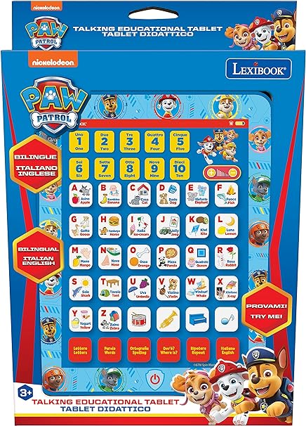 Lexibook La Squadra dei Cuccioli, Tablet con touchscreen ed effetti sonori, Tablet bilingue per imparare lettere, numeri