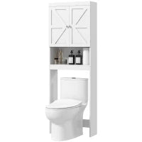 Armadio portaoggetti sopra WC, mobile da bagno con armadio 2 ante scaffale 58,5L x 23l x 170H cm bianco