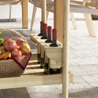 Carrello da Giardino a 2 Ripiani e 4 Spazi Portabottiglie, in Legno di Abete, 78x58.5x75 cm