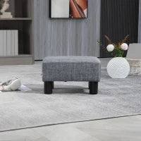 Pouf Poggiapiedi in Tessuto Effetto Lino Imbottito, 40x30x24cm, Grigio