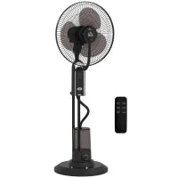 Ventilatore Nebulizzatore Regolabile 3 Velocità e 3 Modalità, Oscillazione a 75°, Telecomando, Nero