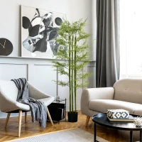 Outsunny Pianta Artificiale in Vaso da 155cm, Pianta Finta in Plastica per Interni ed Esterni, Verde